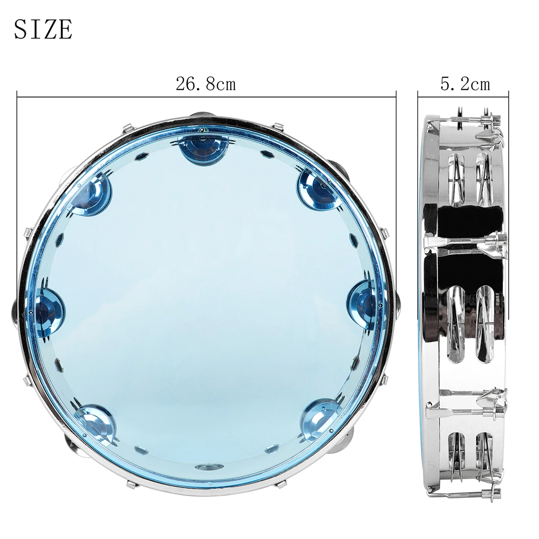 IRIN 10-inch Double Row Blue Handbell Self Tuning Transparent Tambourine Orff Percussion Instrument   Party/Celebration Play