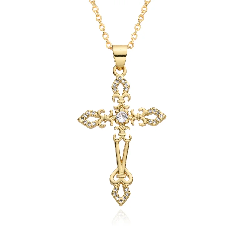 

Cross necklace, female love, diamond studded collarbone chain, pure silver temperament, high-end trend