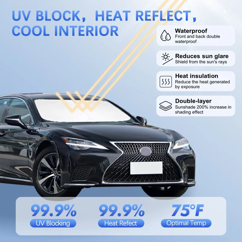 Car Windshield Sun Shade For Lexus LS 400 LS430 LS460 LS600h Sunshade Sun Visor Protector Blocks UV Rays Summer Car Accessories