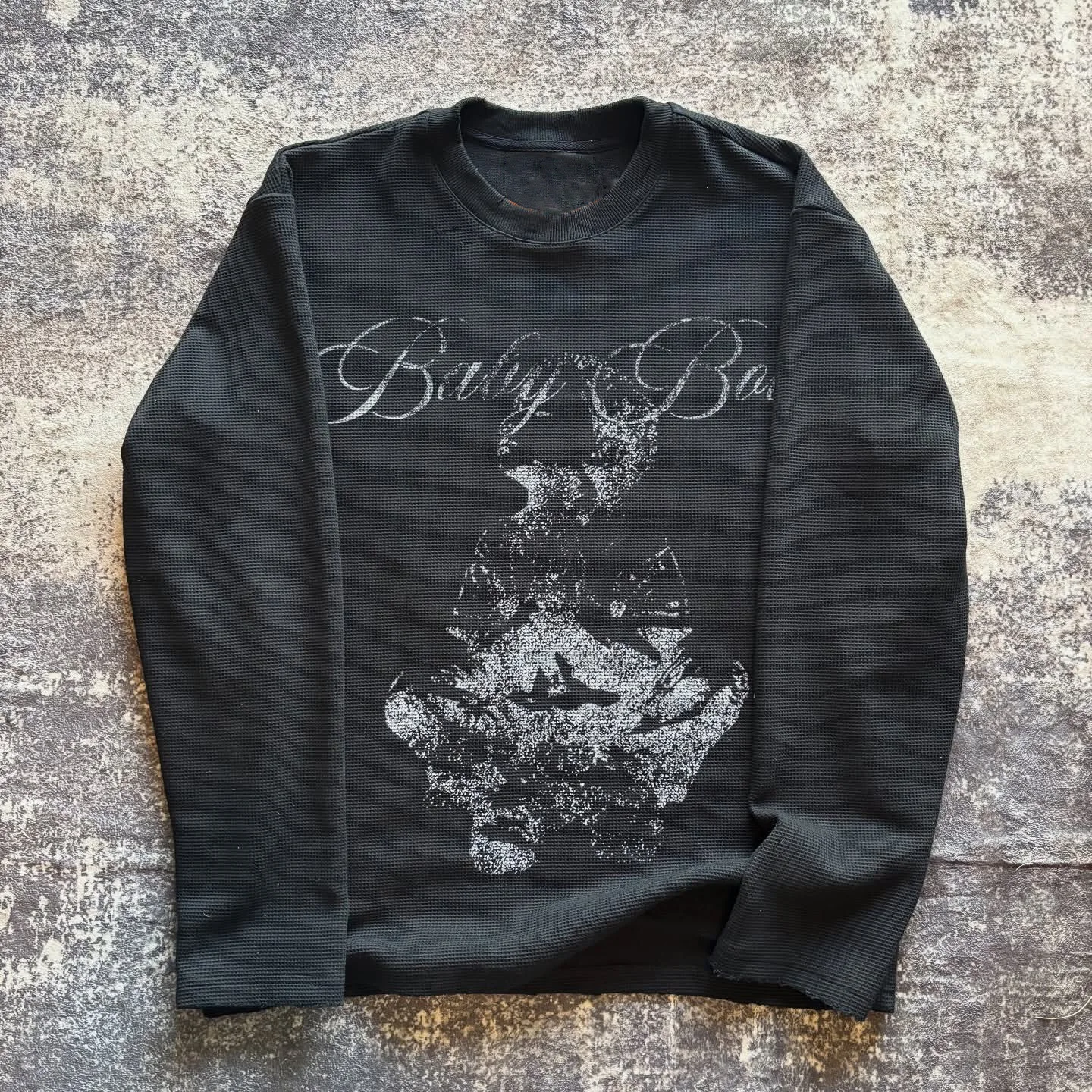 Ins high street retro street pullover long sleeved round neck printed T-shirt for men and women, 2026 early spring fashion item