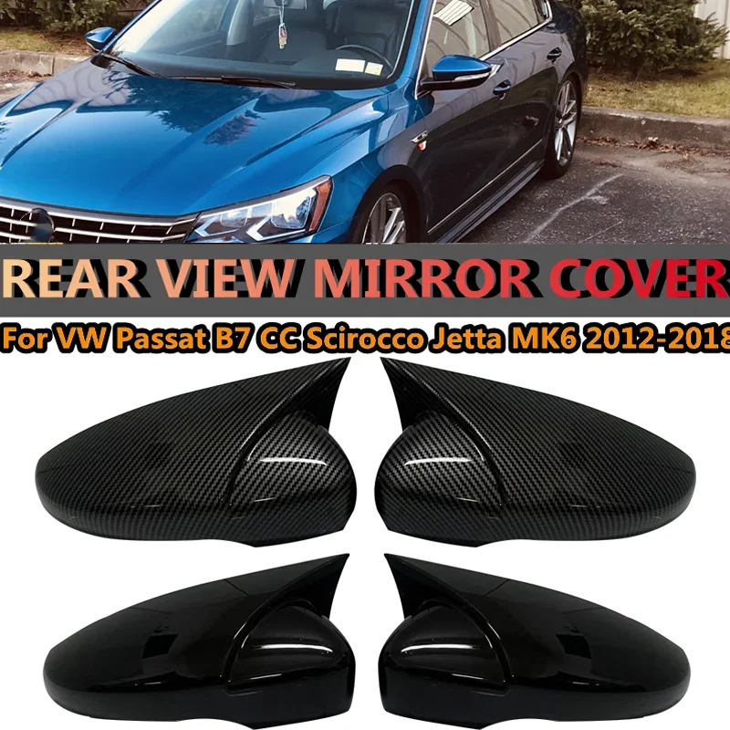 

Pair M Style Gloss Black Car Rearview Mirror Caps For VW Beetle CC Eos Passat B7 Scirocco For Jetta MK6 2012-2018