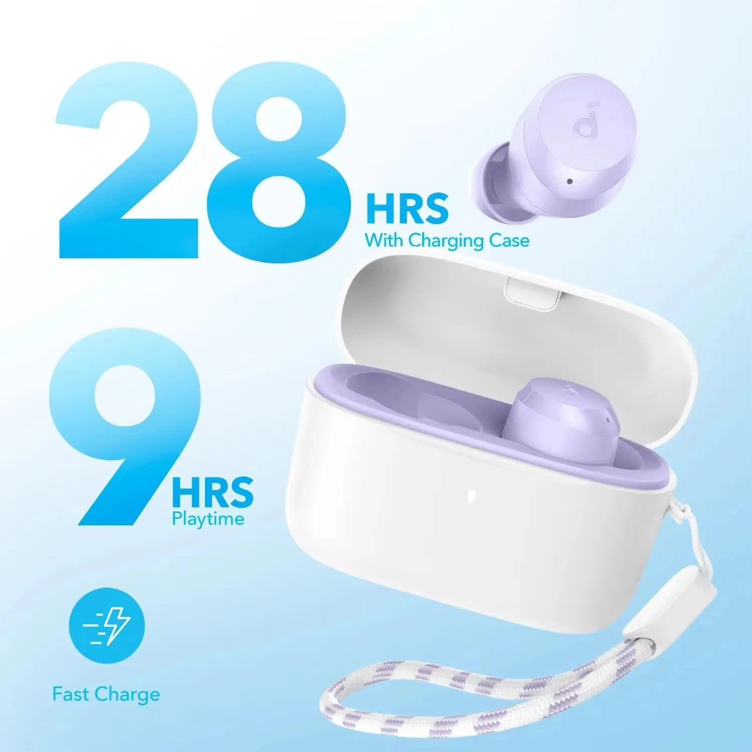 سماعات أذن Soundcore الأصلية من Anker A25i TWS True سماعة لاسلكية تعمل بالبلوتوث 28 ساعة وقت تشغيل طويل داخل الأذن سماعة أذن رياضية مقاومة للماء مع ميكروفون
