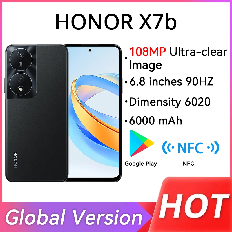 Global Version HONOR X7b 4G Smartphone Snapdragon 680 6.8 Inches 90Hz Refresh Rate Display 6000mAh Battery 108MP Camera Phone