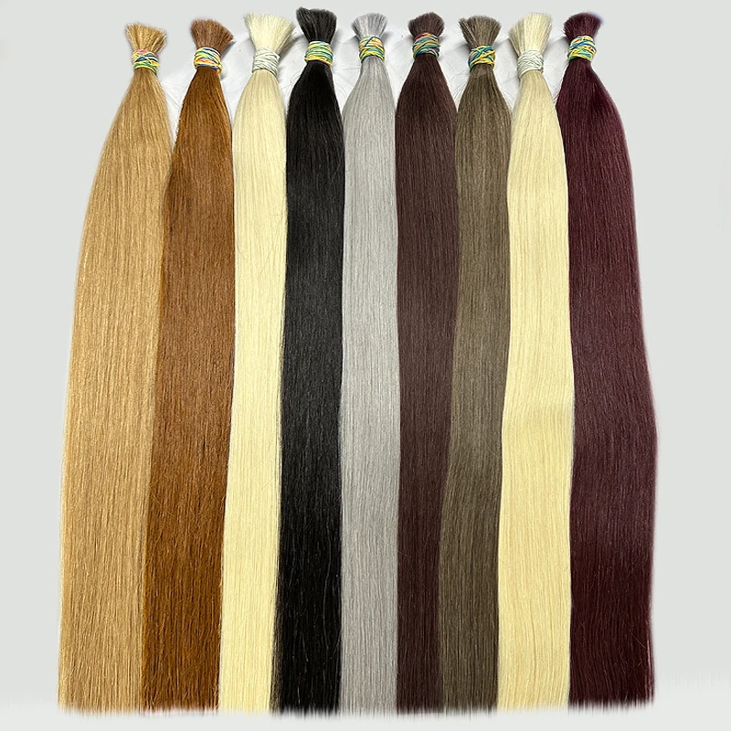 100% echtes menschliches Haar Bulk Hair Maschine gemacht jungfräuliches Remy glattes Haar Bulk 18-30 Zoll 50g /100g natürliches dunkleres/hell blondes Haar