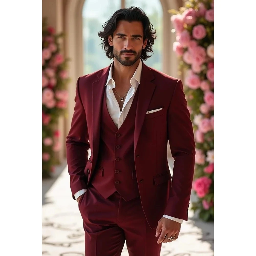 

Элегантные мужские костюмы, комплект из 3-х предметов, однобортный однобортный свадебный костюм для жениха, деловой формальный блейзер, комплекты на заказ, куртка, брюки, жилет