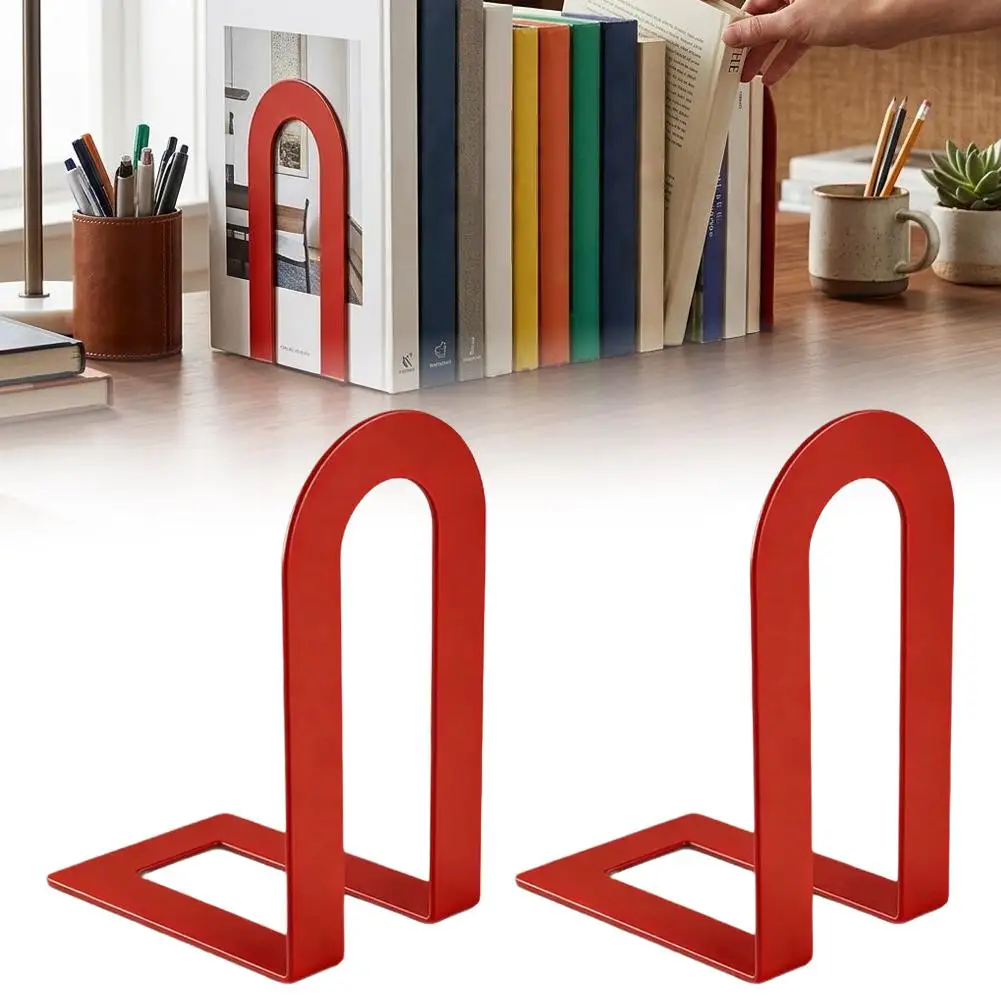 2Pcs L-shaped Bookends Desktop Organizer Office Home Book Ends Book Stand Holder Shelf Bookrack Office Accessories