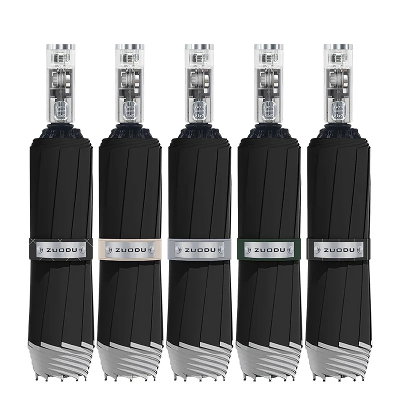 Triple Fold Reverse Mechanical Umbrella, Led Lighting Umbrella, Automatic In Stock Business, Black Rubber Sun Protection Umbrell