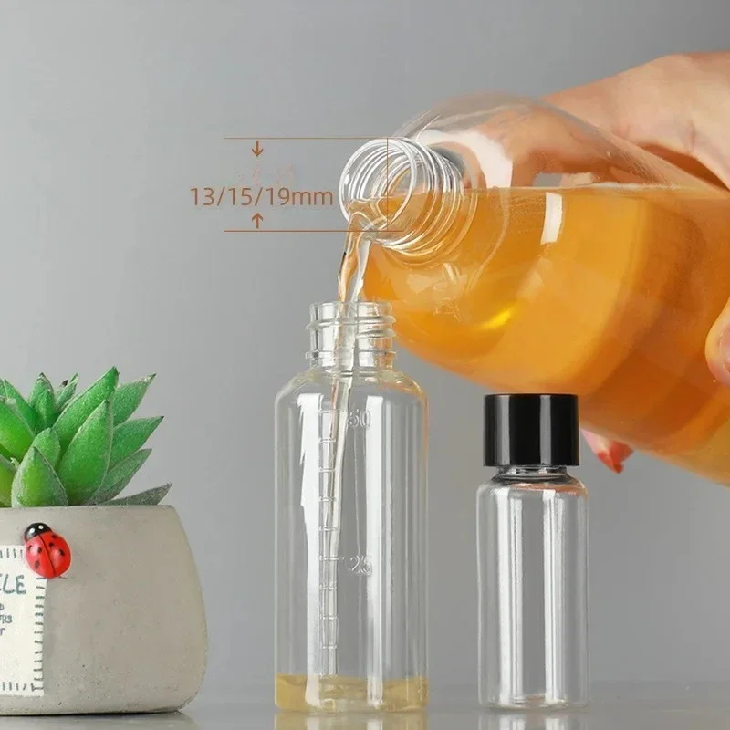 30/50/100pcs/lot 10/20/30/50/100/120ml Clear Fine Plastic Bottles Divided Into Small Samples with Lids Graduated Liquid Bottles
