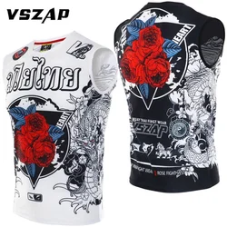 VSZAP Rose T-Shirt bez rękawów męska koszulka bokserska MMA walcząca w sztukach walki kickboxingu siłownia BJJ Tank treningowy