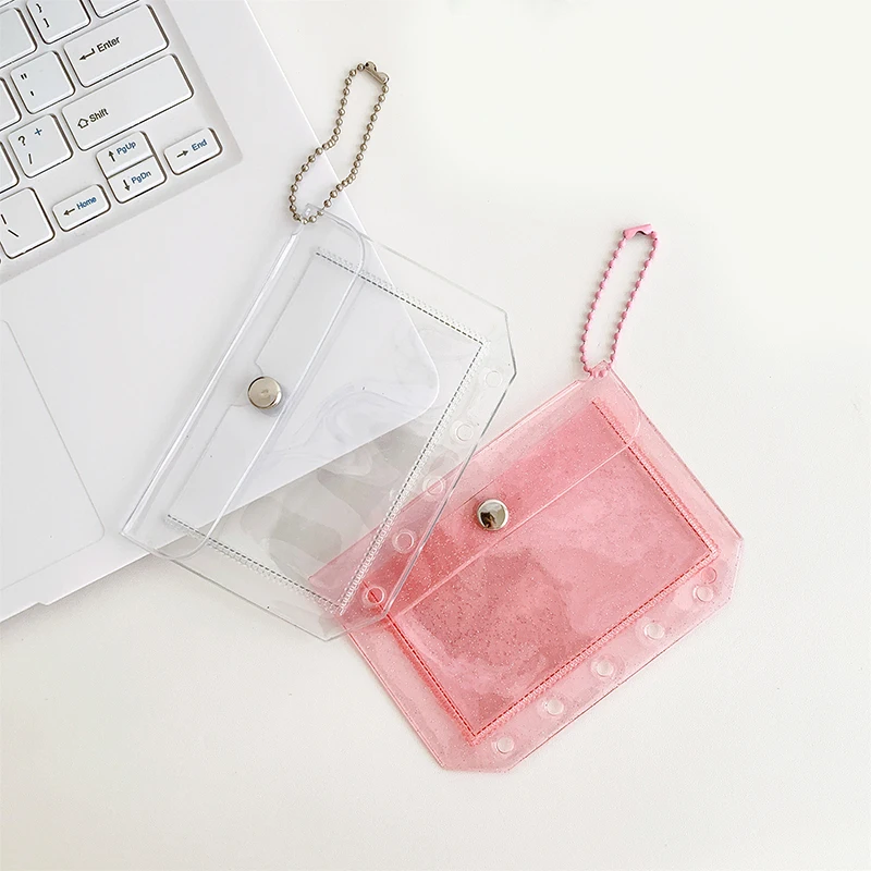 Transparente Titular do cartão de crédito para homens e mulheres, PVC Business Card Purse, ID Card Wallet, Girl Coin Purse, Pendant Bag, Fashion