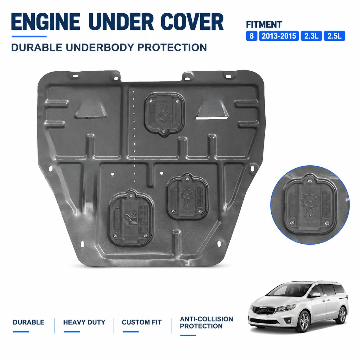 For Mazda 8 2013-2015 2.3L 2.5L Engine Splash Shield Heavy Duty Underbody Protection Custom Fit Anti Collision Design