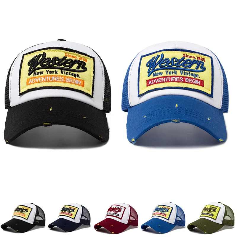 Fashion Baseball Cap Men Mesh Embroidered Letter Trucker Hat Snapback Caps Women Casual Sun Hats For Summer Outdoor Daily Wear