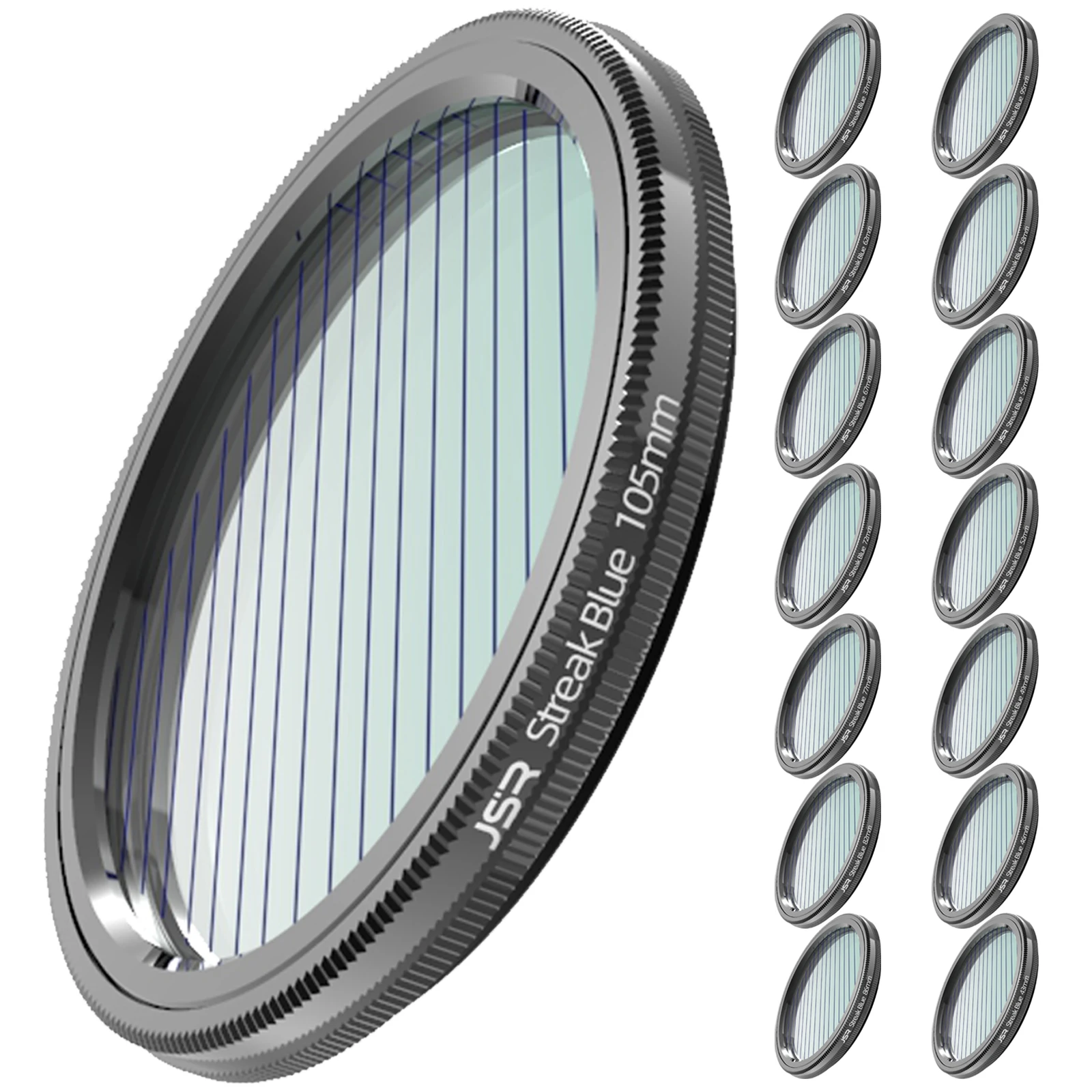 37mm-105mm Optical Glass Blue Streak Anamorphic Special Effects Lens Filter for DSLR Camera