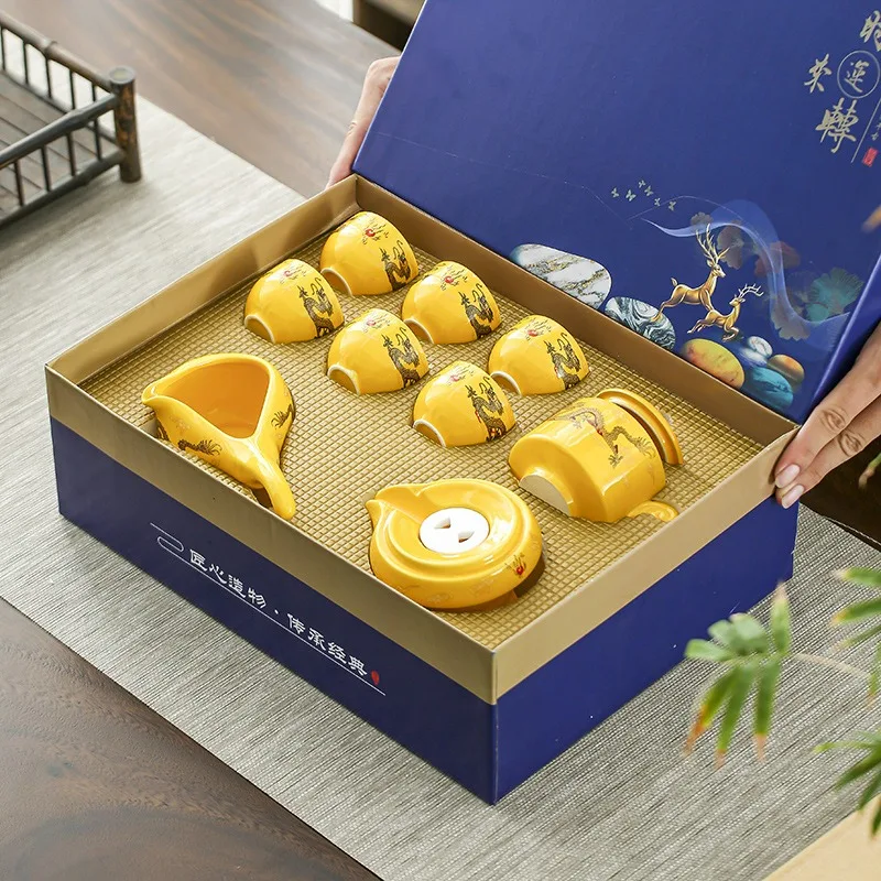 Ceramic Automatic Stone‑Mill Kung Fu Tea Set Lazy Rotating Tea Brewer Teacup Kit Household Gift