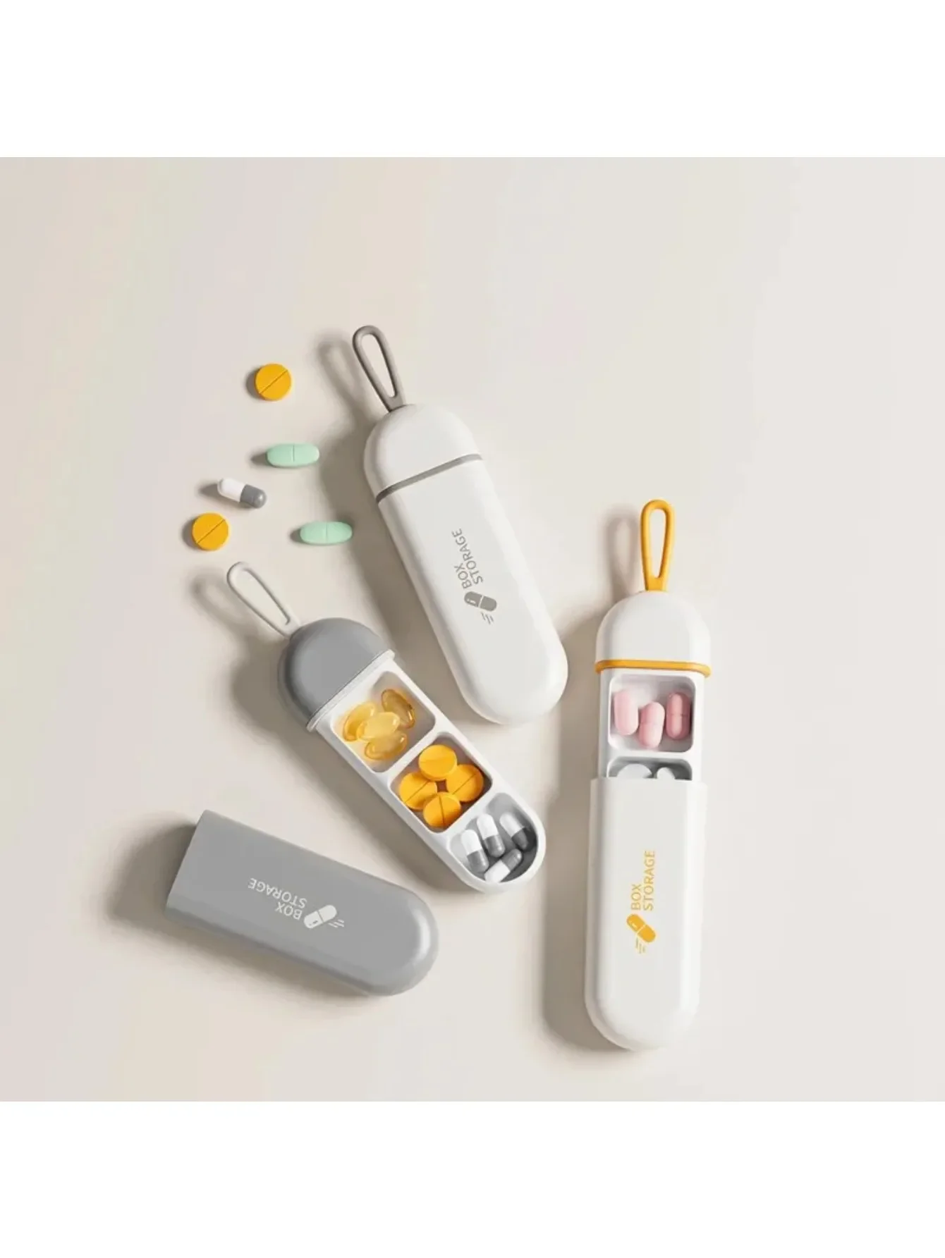 Portable Colorful 3 Spaces Medicine Case Health Care Container Case Pill Box Splitters Travel Pill Box Tiny Box Easy to Carry