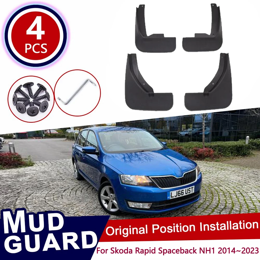 

Для Skoda Rapid Spaceback 5-дверный хэтчбек NH1 2014 ~ 2023 Передние и задние 4 шт. Набор автомобильных брызговиков Брызговики Брызговики Клапан