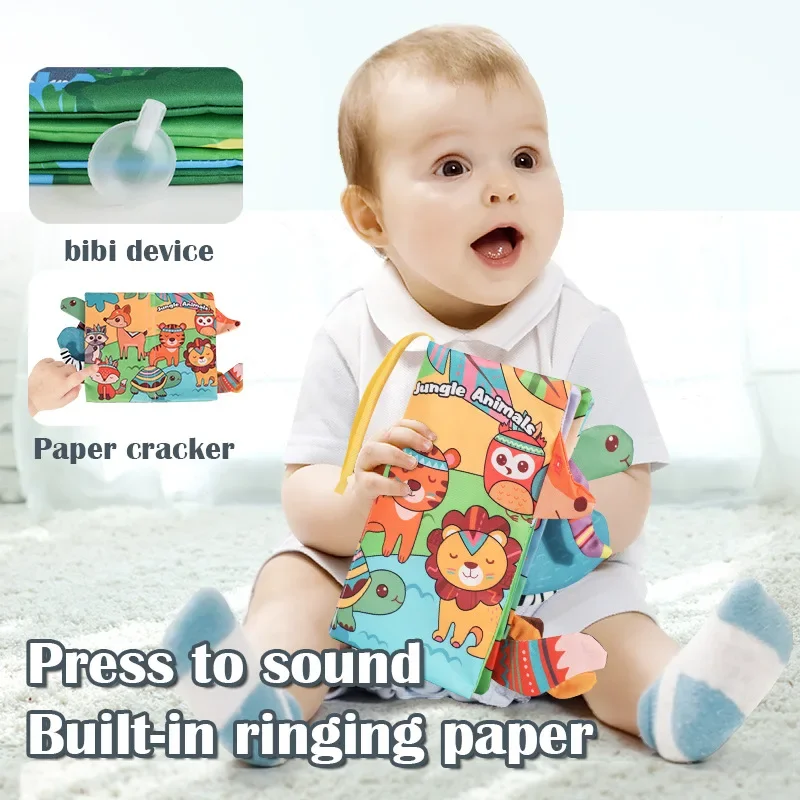 Baby Learning Educate Toy Kids Animal Insect Cognitive Book  Rustle Sound Soft Cloth Book Learning Book Educational Toy Book