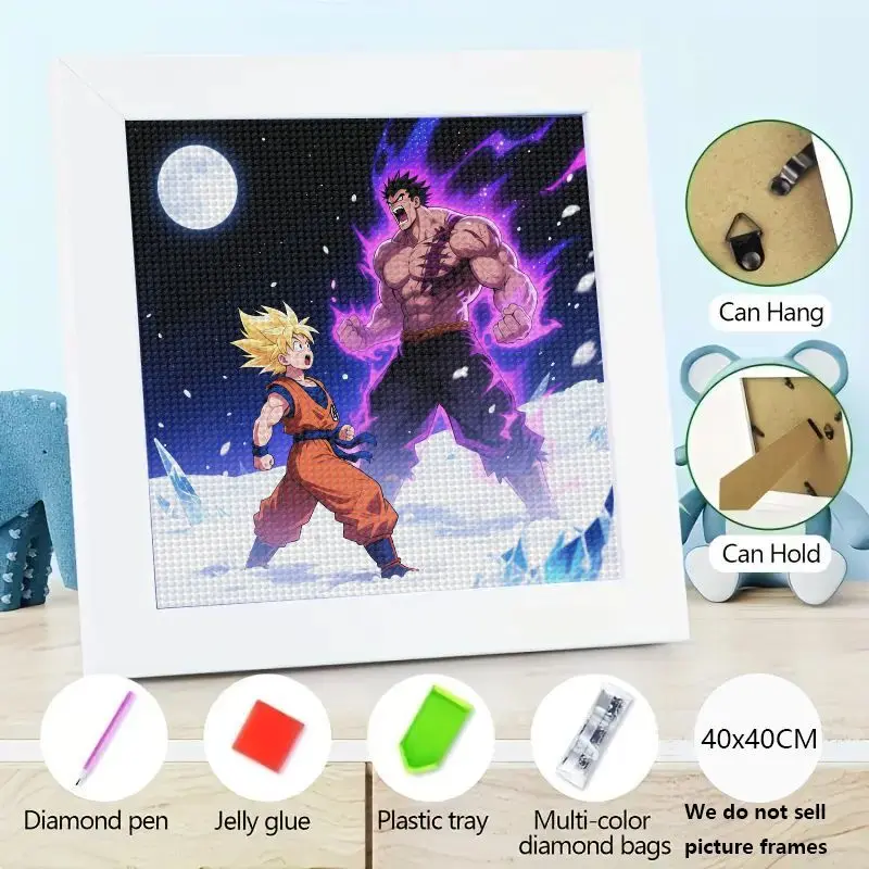 

1 шт. 5D Full Drill Dragon Ball Z Super Goku vs Broly Набор для алмазной живописи, DIY Epic Anime Battle Home Decor Wall Art, Super Saiya