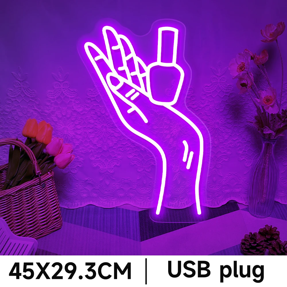 Nails Neon Led Signs Beauty Room Decor Wall Art Nails Salon LED Neon Lights USB Manicure Studio Bussiness Signboard