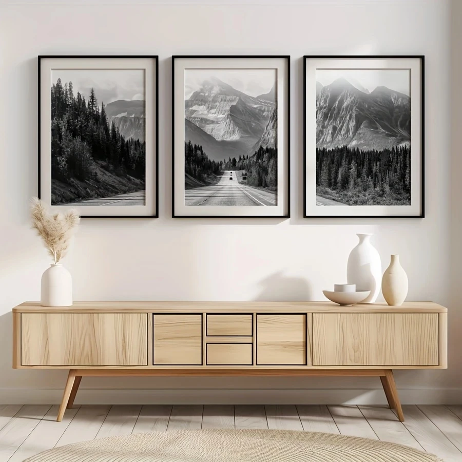 

3pcs/Set Black White Forest Landscape Canvas Posters Modern Wall Interior Decoration Living Room Bedroom Home Office Home Decor