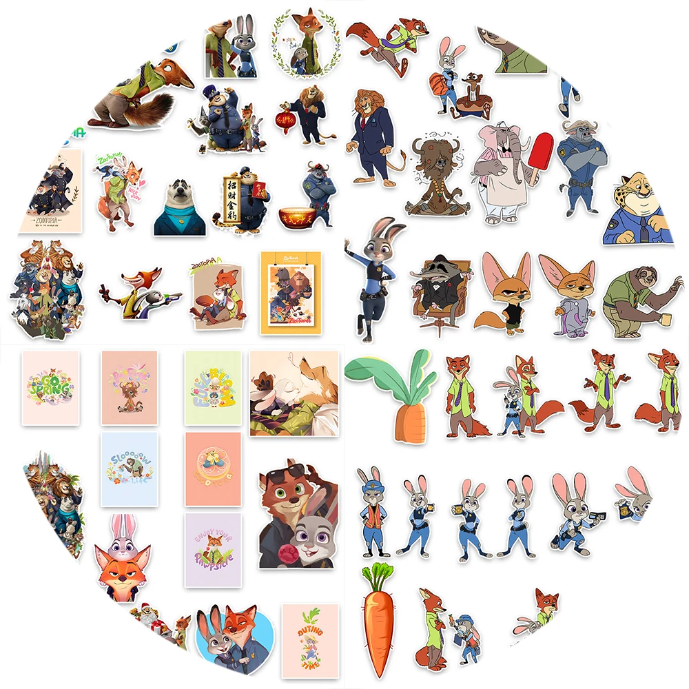 60 قطعة/المجموعة الرسوم المتحركة فيلم Zootopia 2 جوديث نيك وايلد DIY حقيبة الظهر دفتر سكيت ملصقات مقاومة للماء اللعب هدية #5