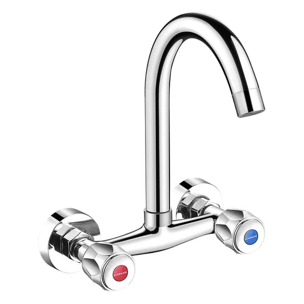 Basin Faucet 14*15*18cm Copper Kitchen Faucet 360-Degree Rotation Adjustable Center Distance All-Copper Construction