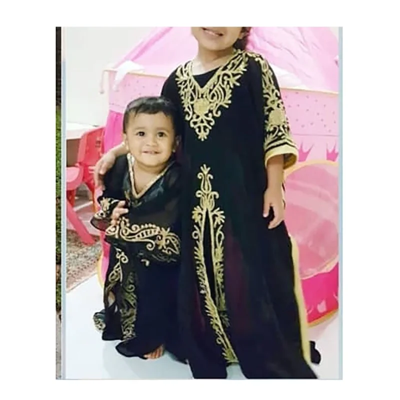 Royal Girls Kids Abaya Moroccan Caftan Kids Khimar Kids European and American Fashion Trends