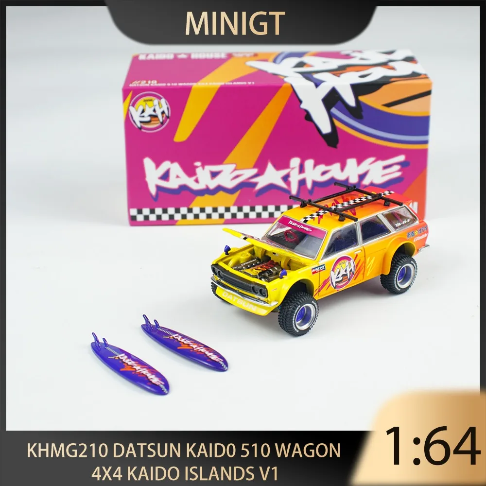 

Kaido House MINIGT 1/64 Datsun KAIDO 510 Wagon 4x4 Kaido ISLANDS V1 KHMG210-CH Alloy Car Model Toys Collectible Display Piece