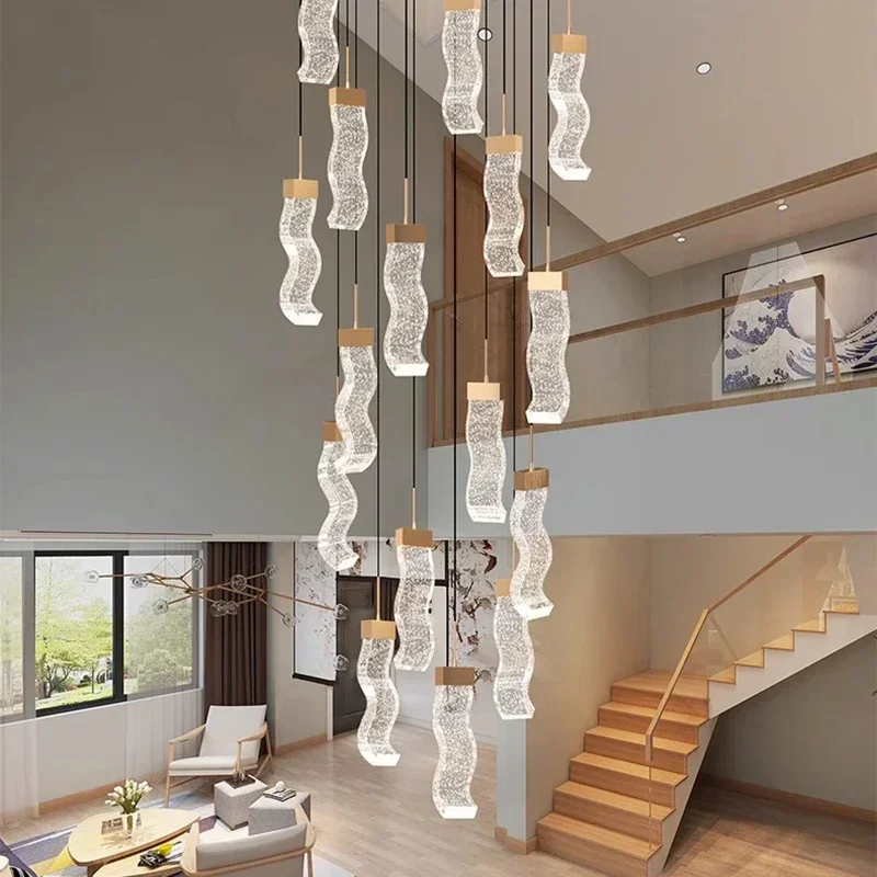 Lampadario di cristallo moderno di lusso per la decorazione della casa, lampada a sospensione per scale, lampade a sospensione per soggiorno,