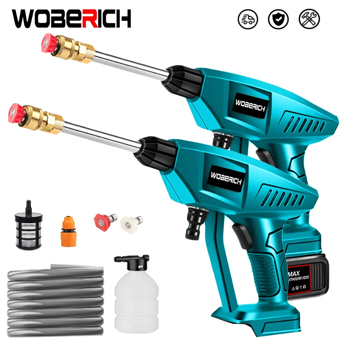 

WOBERICH Cordless High Pressure Cleaner Washer Spray Water Gun Car Washer Pressure Water Cleaning Machine for Makita 18V Battery