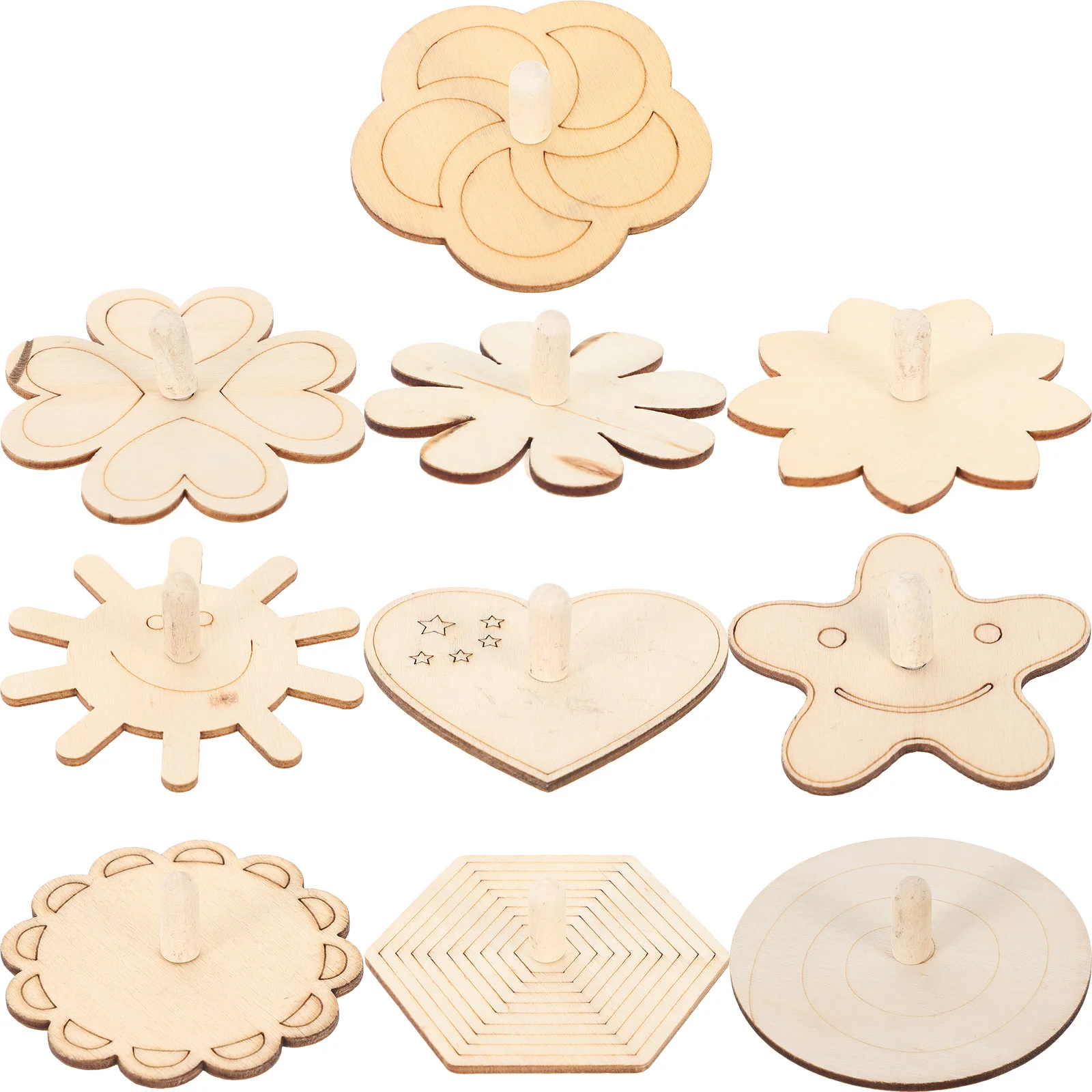 10 Stücke DIY Unvollendete Holz Gyro Set Blank Malerei Holz Tops für Kinder Kindergarten Hand Auge Training Holz Gyro