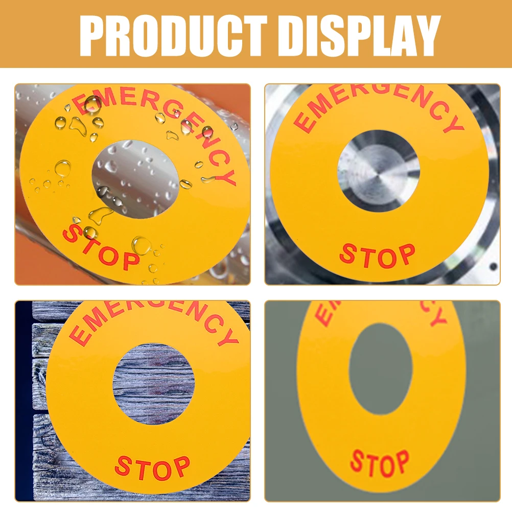 

Emergency Stop Sign Stickers Strong Adhesive Waterproof Safety Label For Machinery Equipment Factory Office Pool Station Dock