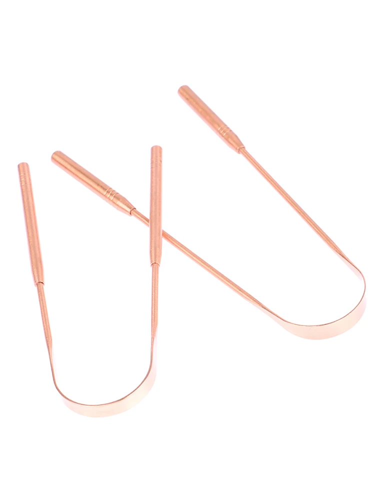 1Pc miedziany skrobak do języka Cleaner skrobak szczoteczka do zębów Dental higiena jamy ustnej narzędzie do pielęgnacji zdrowia dla mężczyzn kobiety — zdjęcie 2