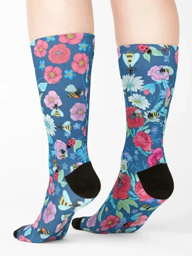 Honey bee, Summer Floral Socks japanese fashion halloween snow Wholesale Designer Man Socks Women's