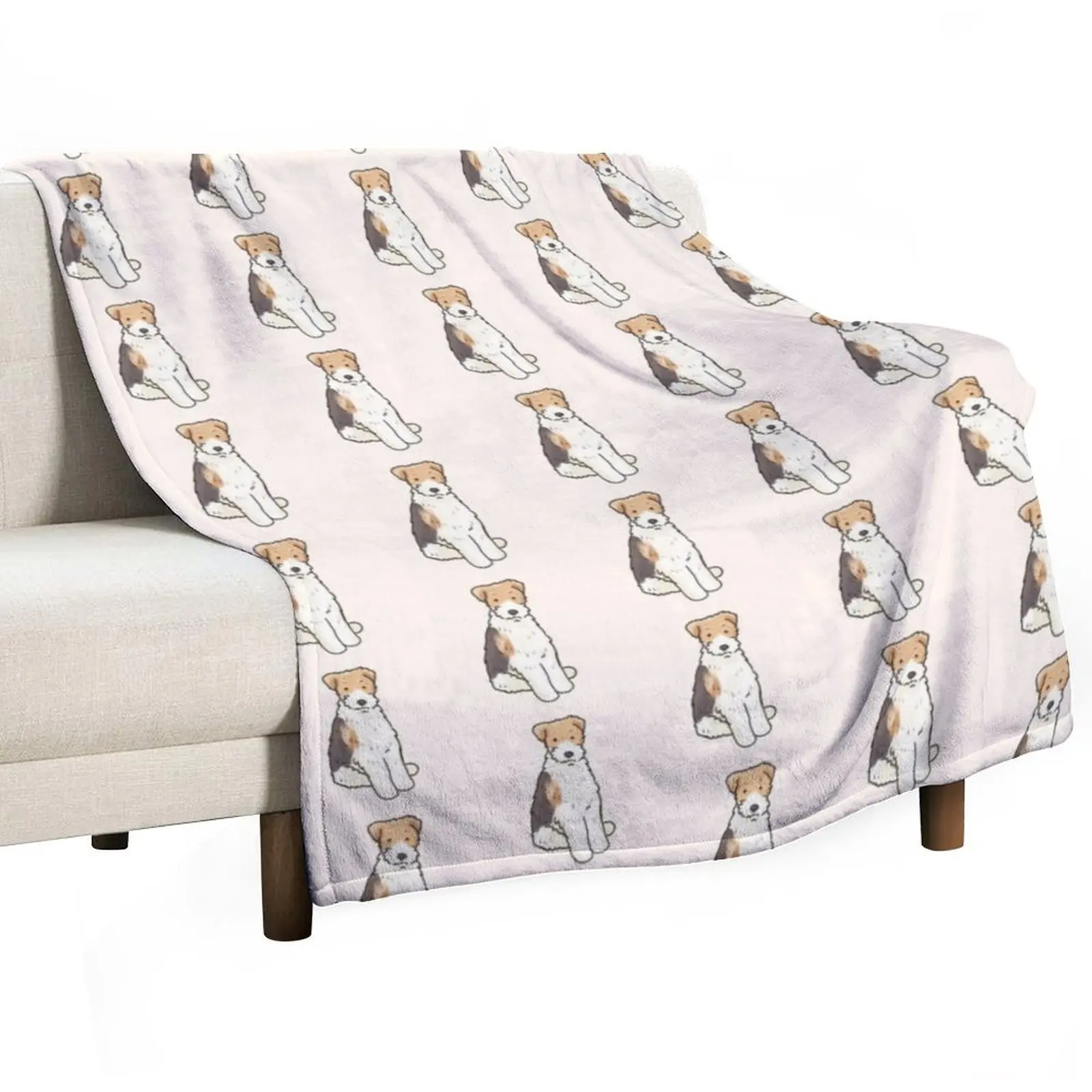 Cute Wire Fox Terrier dog illustration Throw Blanket Summer Nap Soft Decoratives for sofa Decorative Beds Blankets