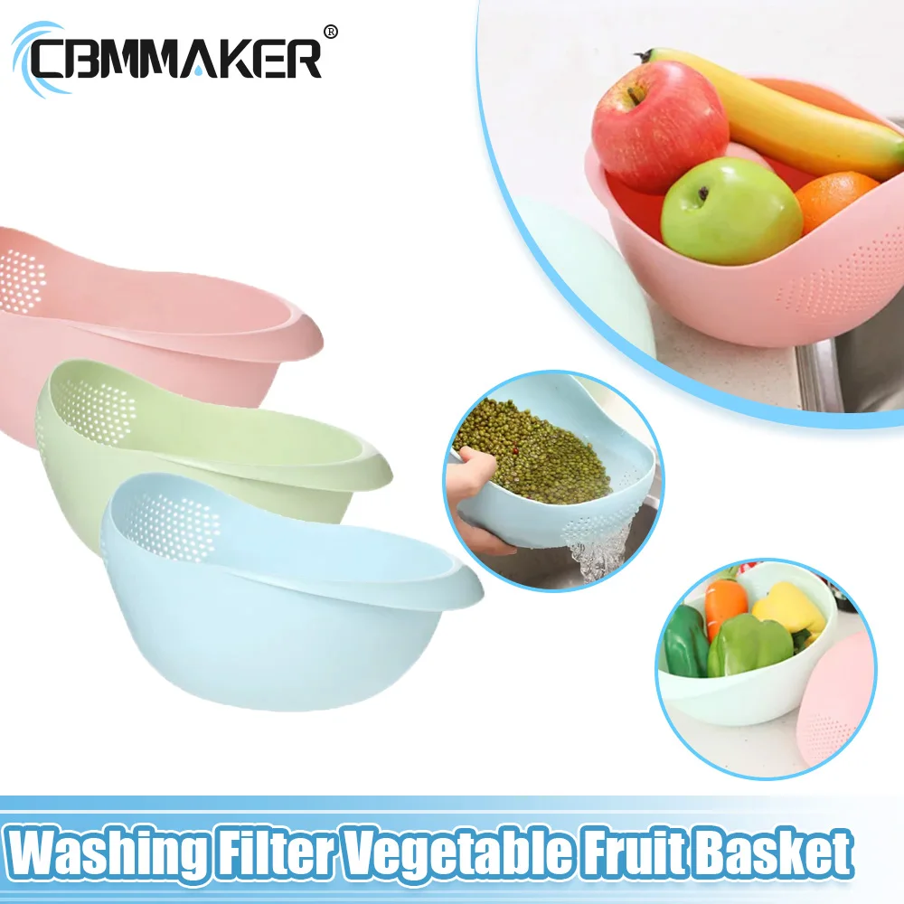 

3 шт., сливная корзина для овощей с ручкой, фильтр для мытья, корзина для фруктов, пластиковый дуршлаг, сито для риса, кухонные инструменты