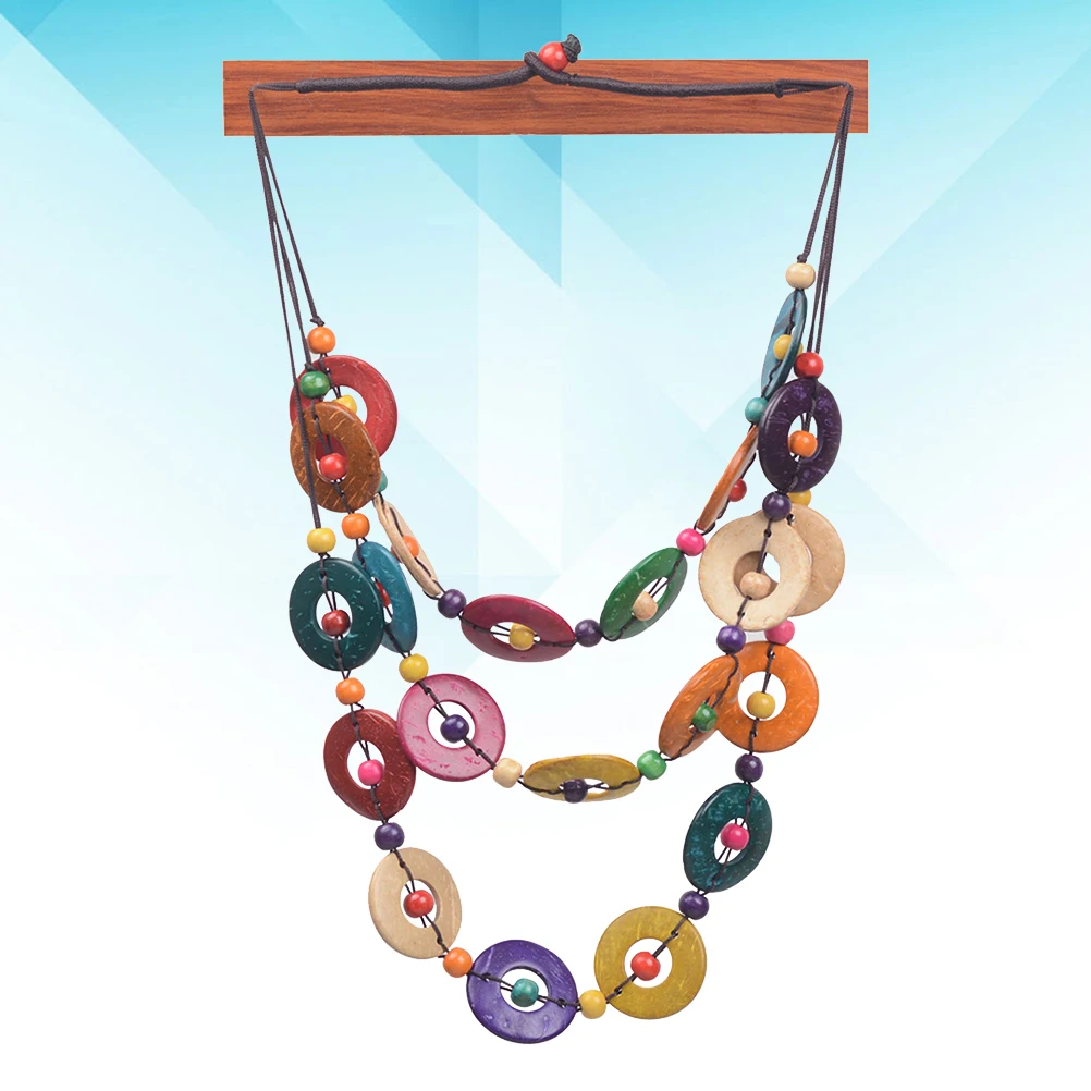 

Multilayer Bohemia Style Necklace For Women Girls Thick Beads Pendant Elegant Collarbone Chain Jewelry Gift Geometry Ladies