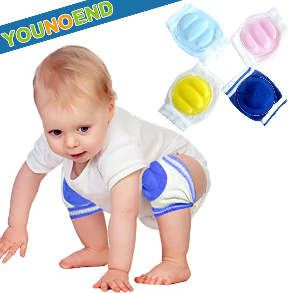 2PCS Cotton Breathable Baby Crawling Knee Pad Adjustable Anti-slip Knee Protector for Babies Toddlers Infants Walking Knee Guard