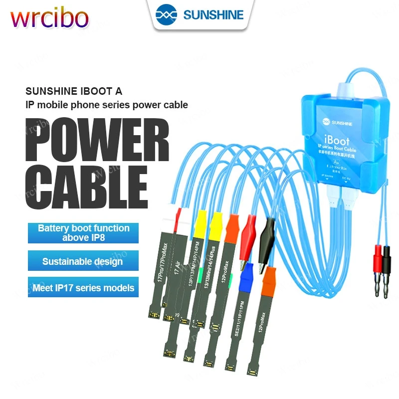 

Sunshine iBoot A For iPhone 8-17 Pro Max Motherboard Repair Boot Line Auto Identify Current/Voltage/Power,Solve No Restart Issue