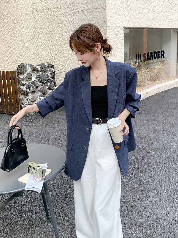 

Женская повседневная куртка Ele ort, весна-осень 2025, новая модная модель из полиэстера, с длинными рукавами, на пуговицах