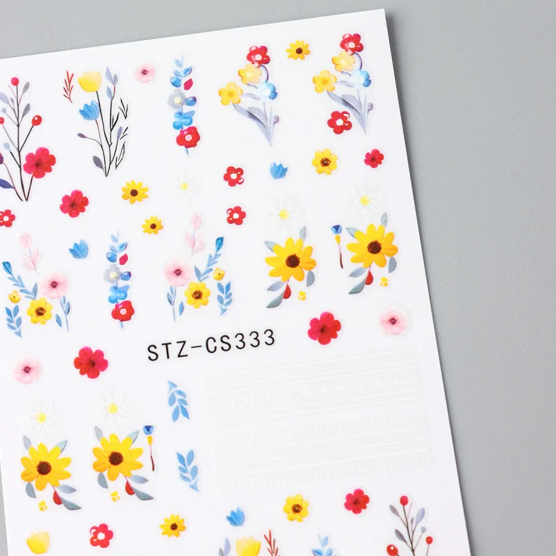 2 pezzi adesivi per nail art floreali autunnali girasole foglie di vite disegni decalcomanie autoadesive 3D affascinanti cursori per manicure per unghie autunnali