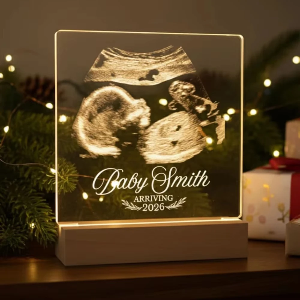 Custom Sonogram Photo Acrylic Night Light Personalized Ultrasound LED Lamp Meaningful Pregnancy Keepsake Special Mothers Day