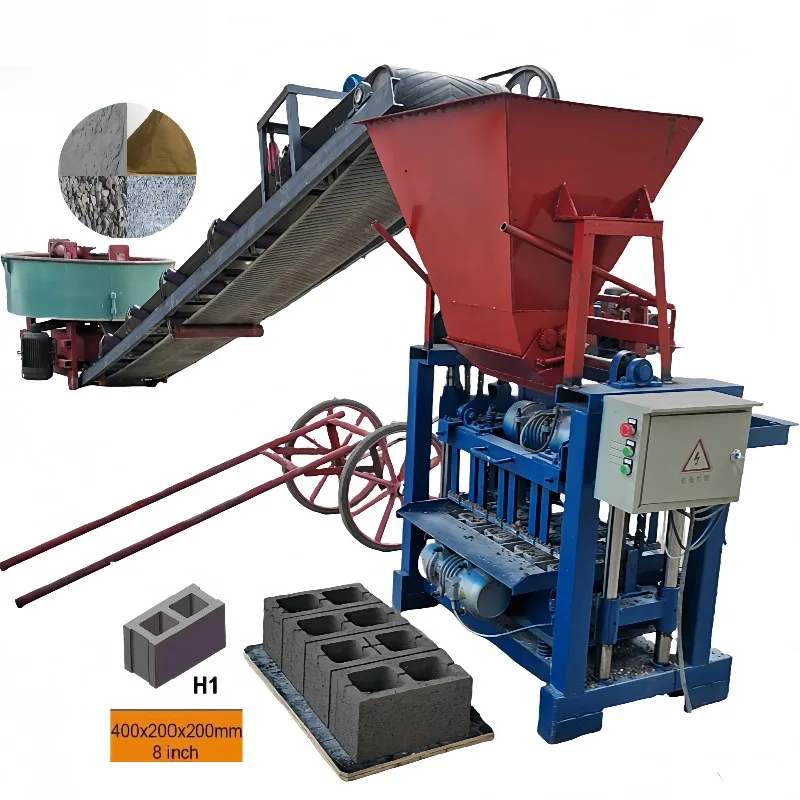 The 4-35 brick making machine can be used in combination with mixers and conveyor belts to create an efficient production line