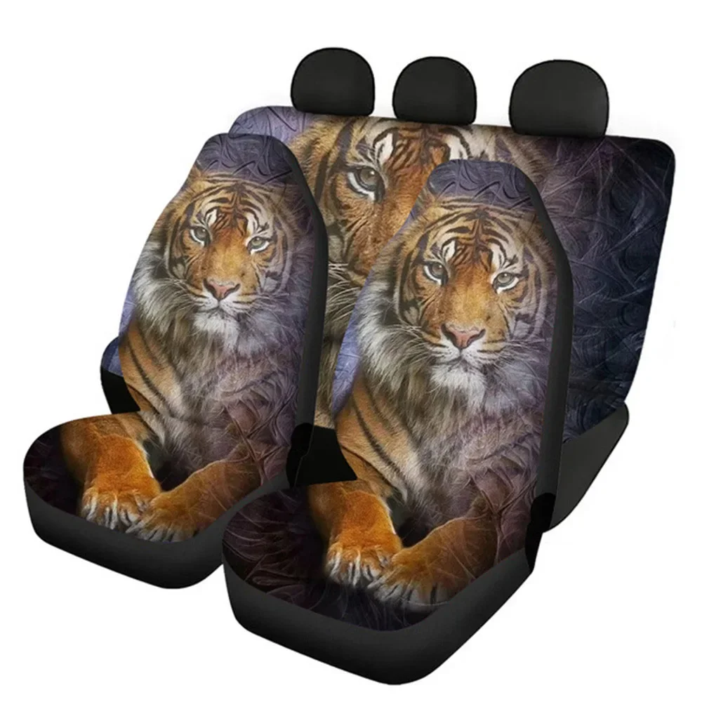 3D Wolf Tiger Prints Car Seat Covers Set Universal Soft Front/Back Car Seat Cushion Fashion Car Accessories Auto Seat Protector