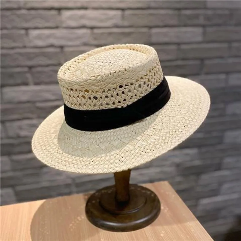 

Straw Hat Women's Spring and Summer Sun Protection Beach Travel Vacation Concave Straw Hat Sun Hat Top Hat