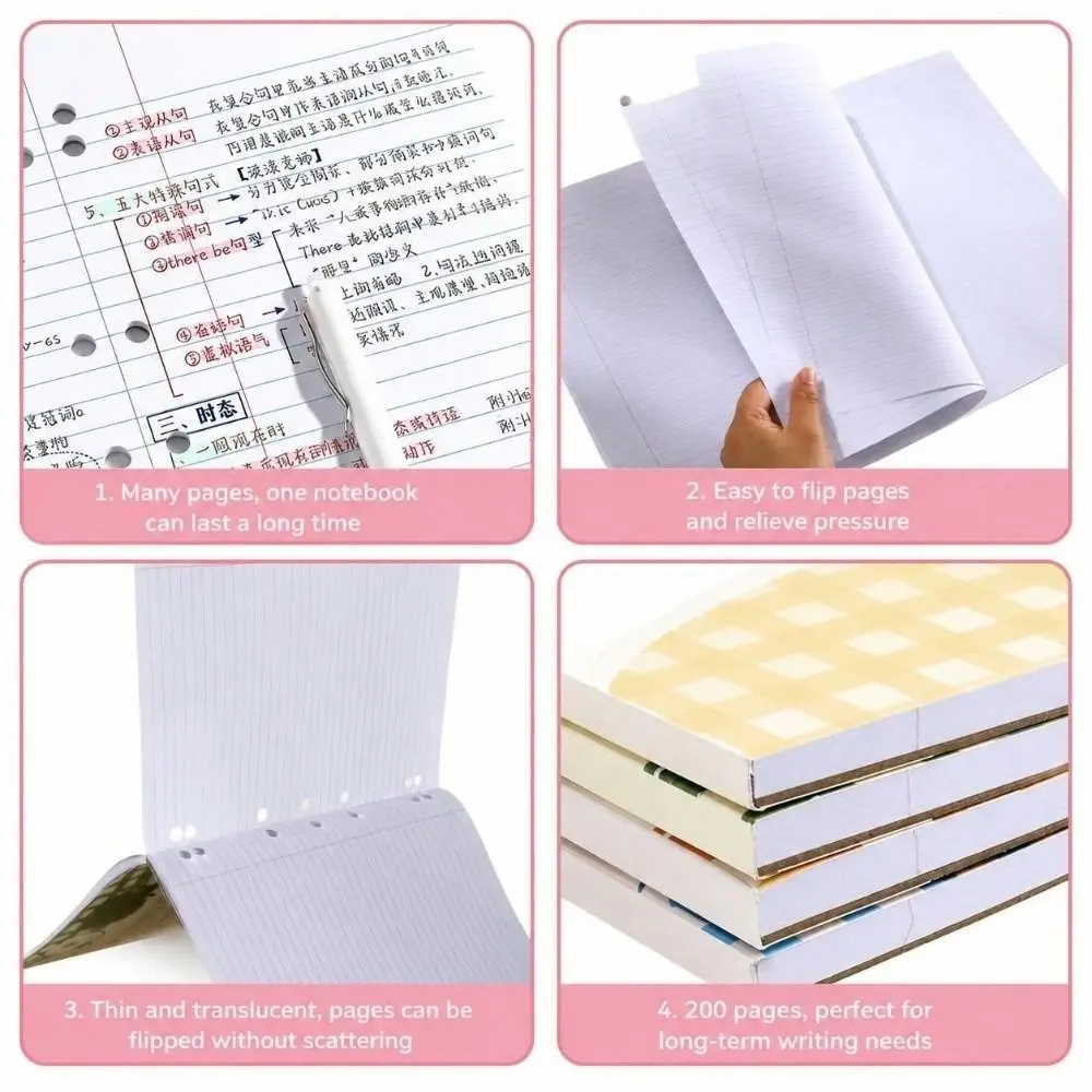 New 200 Pages Fruit Notebook Cartoon Fruit Pattern Ruled Notebook Smooth Paper Ruled Pages Diary Draft Writing
