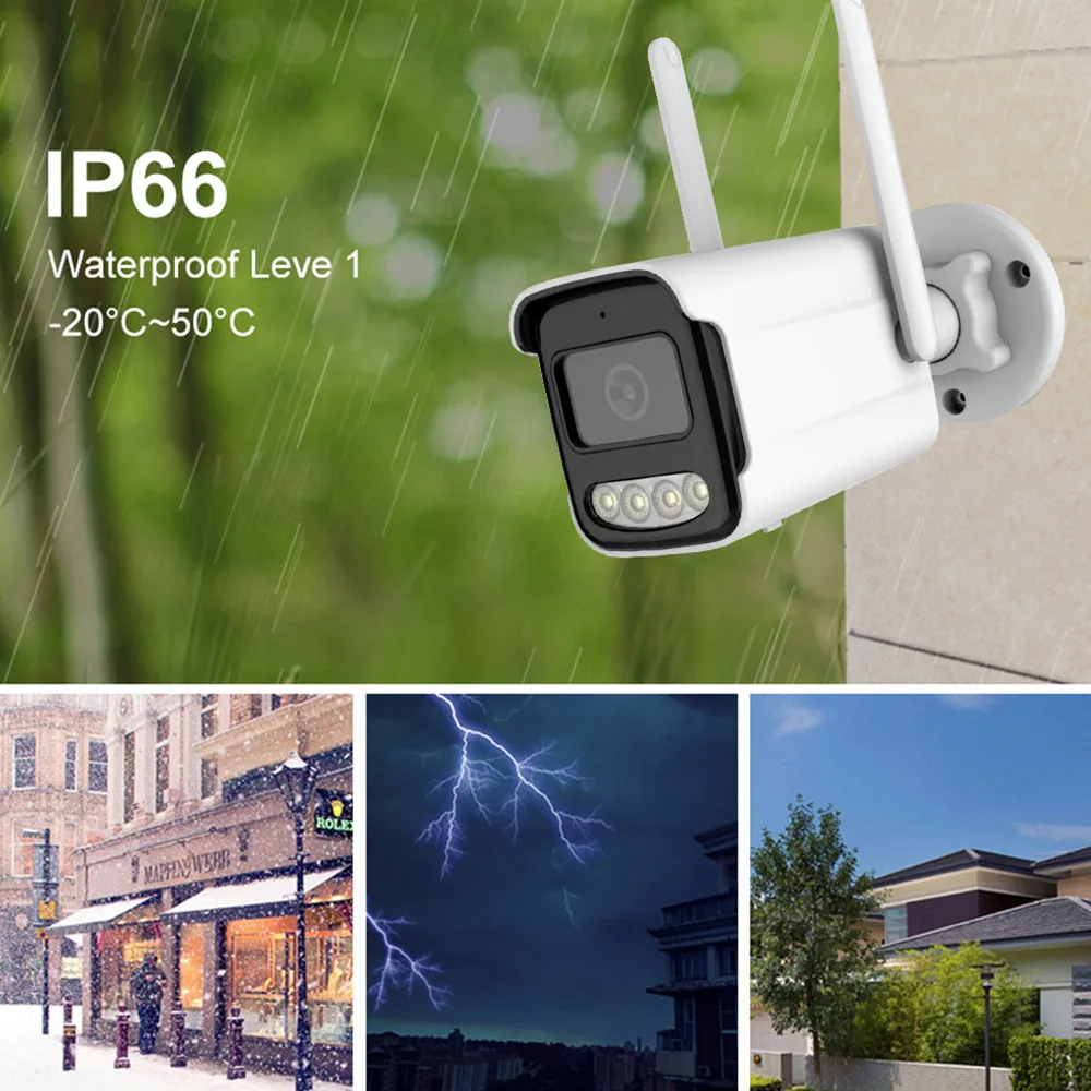2MP 1080P V380Pro Full Color IP Bullet Camera AI Humanoid Detection Home Security CCTV Baby Monitor