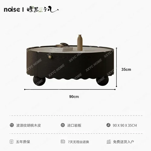

new Stone Plate Stone round Tea Table Living Room Home Black Coffee Table High-Grade ss 8617