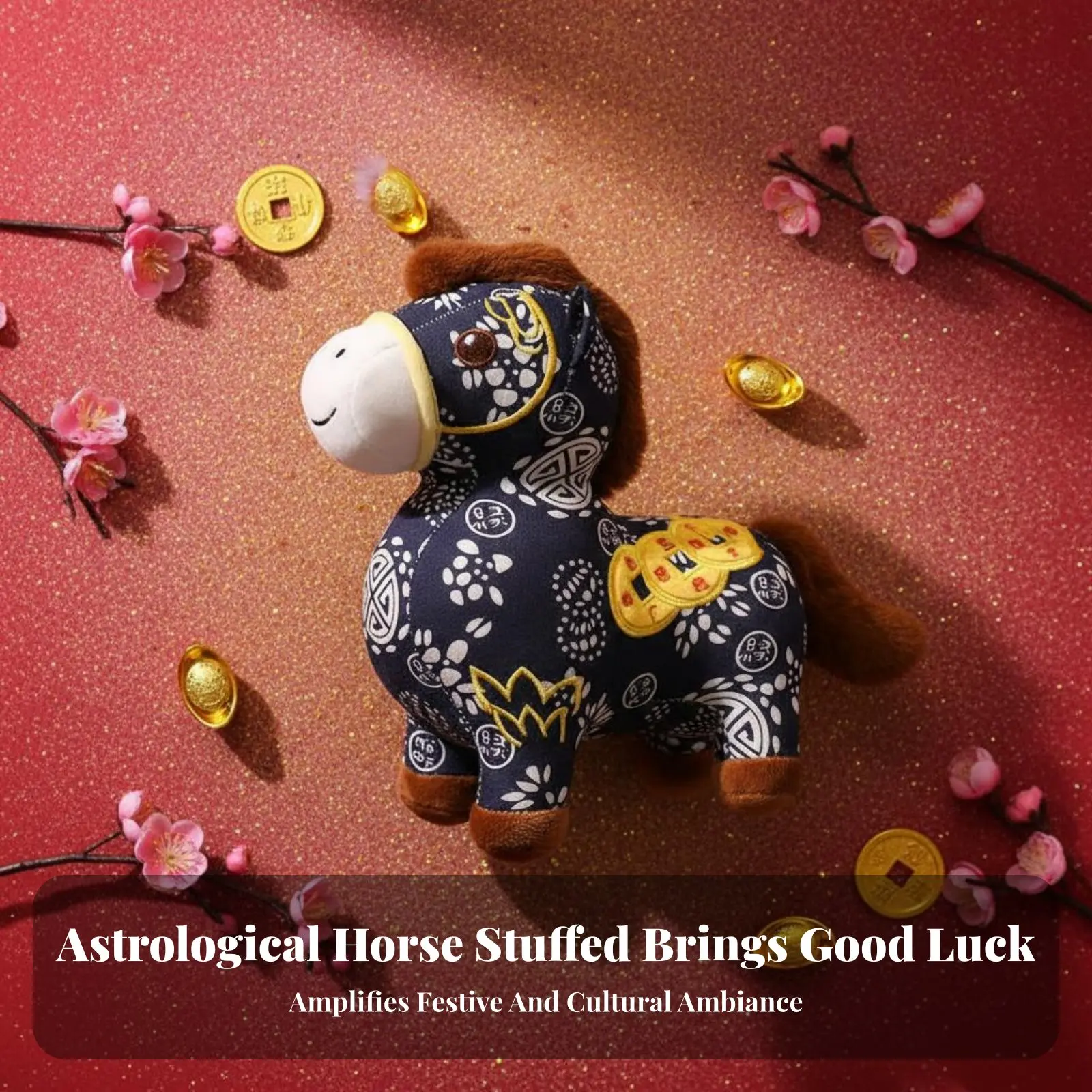 

Chinese New Year Horse Doll Soft and Soft New Year Horse Symbol Doll Festive Decoration Comfortable to Feel for Living Room