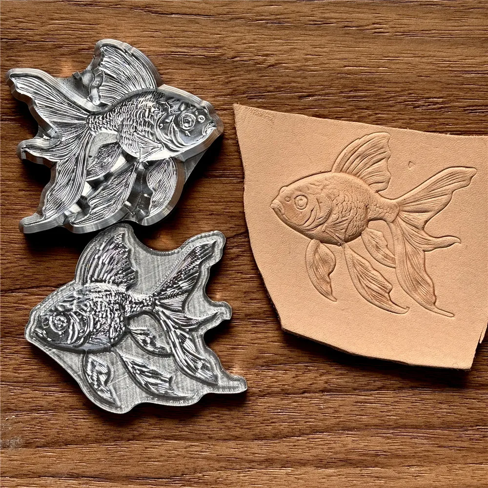 

3D Fish Logo Leather Embossing Mold Leathercraft Stamps Carving Shaping Stamper Aluminum Alloy Stamping